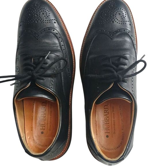 Men's Samuel Hubbard Oxford Shoes Tipping Point Leather with Broguing Black 9 - Picture 8 of 10